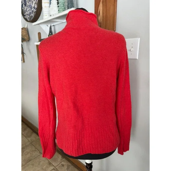 Madewell Red Merino Wool Alpaca Blend Mock Neck Turtleneck Sweater Medium - Picture 4 of 9